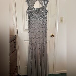 Elegant Silver Evening Gown